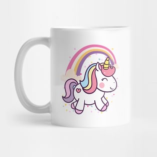 Cute Unicorn With Rainbow and Little Flowers Mug